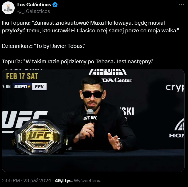 MISTRZ UFC z PRETENSJAMI do Tebasa xD